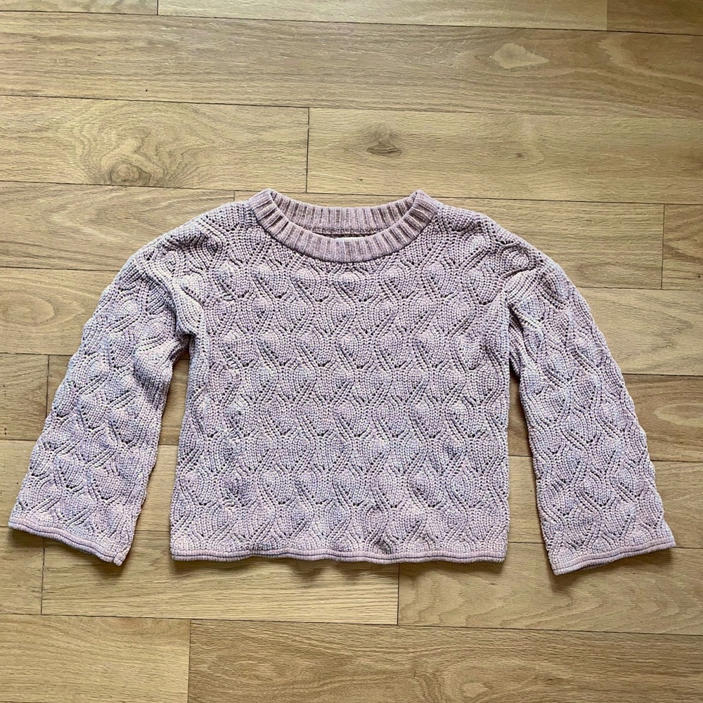 Blush Flowy Sleeves Velvet Sweater.